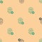 Green and black Rejection fingerprint icon isolated seamless pattern on beige background. Access denied for user concept