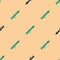Green and black Rocket launcher with missile icon isolated seamless pattern on beige background. Vector