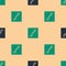 Green and black Scar with suture icon isolated seamless pattern on beige background. Vector