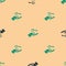 Green and black Solution to the problem in psychology icon isolated seamless pattern on beige background. Key. Therapy