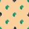 Green and black Solution to the problem in psychology icon isolated seamless pattern on beige background. Puzzle