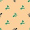 Green and black Solution to the problem in psychology icon isolated seamless pattern on beige background. Puzzle