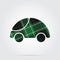 Green, black tartan icon - cute rounded car