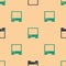 Green and black Voice assistant icon isolated seamless pattern on beige background. Voice control user interface smart