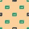 Green and black Website template icon isolated seamless pattern on beige background. Internet communication protocol