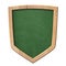 Green blackboard with defense shield shape with bright wooden frame