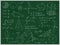 Green Blackboard Mathematical with Thin Line Shapes and Inscriptions. Vector