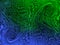 Green - blue abstract dynamic swirls. Abstract background.