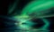 Green blue Aurora Borealis on starry sky northern sea wave reflection nature nebula cosmic starry background