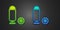 Green and blue Bullet icon isolated on black background. Vector