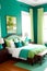 green blue or earthy tones bedroom generated by ai