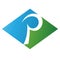 Green and Blue Horizontal Diamond Letter P Icon