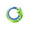 Green blue human social connection icons and logo