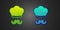 Green and blue Italian cook icon isolated on black background. Vector