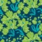 Green and blue orchid floral seamless pattern