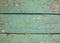 Green blue painted wooden board texture. Timber board top view photo background. Painted wood texture.