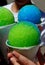 Green and blue sno-cones
