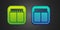 Green and blue Sport mechanical scoreboard and result display icon isolated on black background. Vector