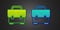 Green and blue Toolbox icon isolated on black background. Tool box sign. Vector