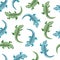 Green and blue watercolor crocodile pattern.
