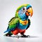 Green blue yellow amazon parrot comic face