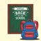 Green board with bag of back to school vector design