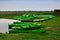 Green boats at National park Zasavica