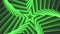 Green bold spin pentagonal star simple flat geometric on dark grey black background loop. Starry spinning radio waves endless
