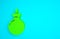 Green Bomb ready to explode icon isolated on blue background. Happy Halloween party. Minimalism concept. 3d illustration