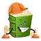 Green book is at a construction site, illustration, vector