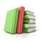Green books with one red book. 3D render
