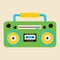 Green Boombox or radio cassette tape player