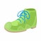 Green boot icon in cartoon style