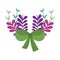 Green bow decoration branch leaves nature celebration isolated design