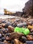 Green bow with shamrock on a rock by Blackrock diving tower, Salthill area, Galway city, Ireland. Popular city landmark and