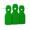 Green Bowling pin icon isolated on transparent background.