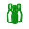 Green Bowling pin icon isolated on transparent background. Juggling clubs, circus skittles.
