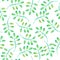 Green branch with leaves, watercolor painting plant - seamless pattern on white background