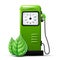 Green bright Gas station pump with fuel nozzle of petrol pump. Biofuel concept