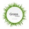 Green bright Grass round frame. Circle label for design of eco banner card advertising and marketing concept.