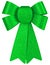 Green brilliant gift bow with glitter close-up isolated on a white background.