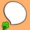 Green broccoli and speech bubble hand drawn illustration in cartoon style