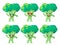 Green broccoli vegetable cartoon character adorable face expression happy sad loved dancing happy cartoon