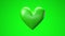 Green broken heart objects in green background. Heart shape object shattered into pieces.