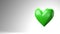 Green broken heart objects in white text space.