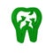 Green Broken tooth icon isolated on transparent background. Dental problem icon. Dental care symbol.