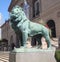 Green Bronze Lion Statue downtown Chicago art institute