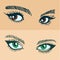 Green and brown womens eyes