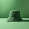 Green Bucket Hat On Green Surface - Realistic Still Life With Dramatic Lighting