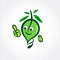 Green bulb smart cartoon mascot logo design inspiration